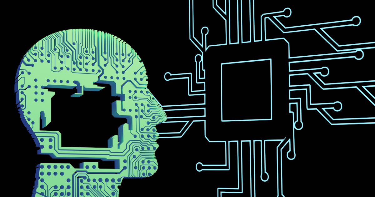 a person's head with a circuit board in front of it