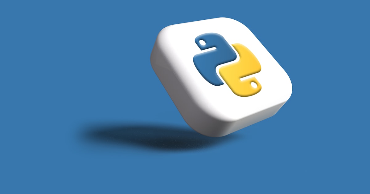 a white cube with a yellow and blue logo on it