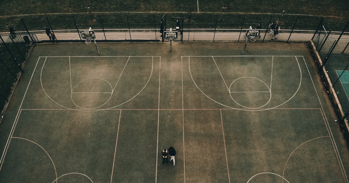 aerial view of soccer field