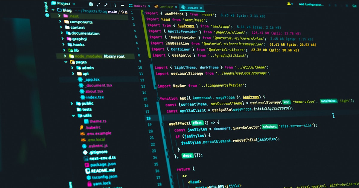 code editor displaying react source code