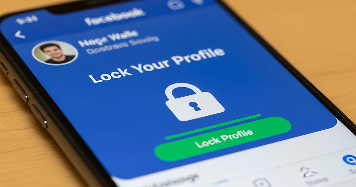 Facebook profile lock screen on a smartphone
