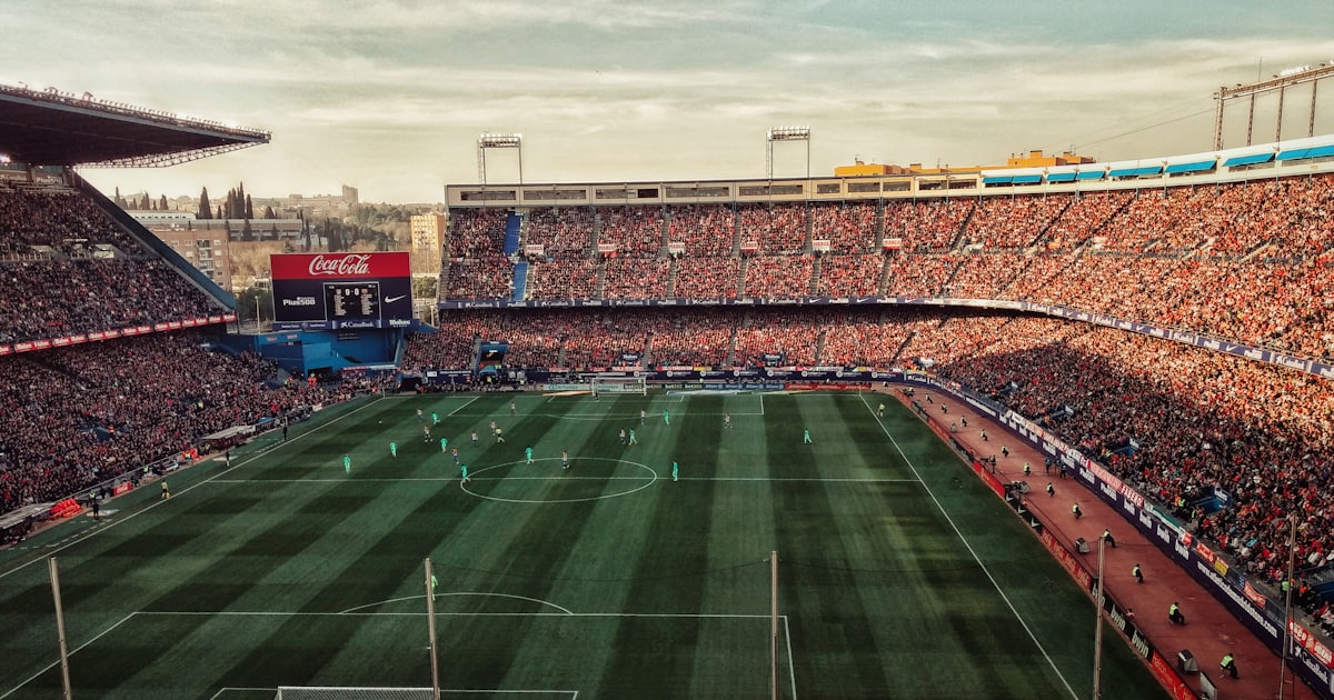 green soccer field with crowd at daytime